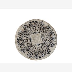 Chic Antique - Gulvtppe m/mnster : 110cm. Jute Natur/ Sort 