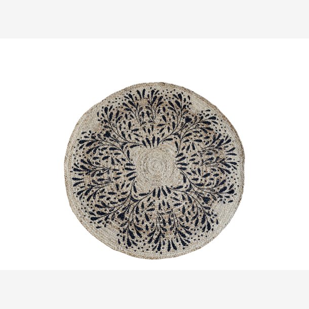 Chic Antique - Gulvtppe m/mnster : 110cm. Jute Natur/ Sort 