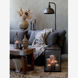 Chic Antique - Gulvtppe m/mnster : 110cm. Jute Natur/ Sort 