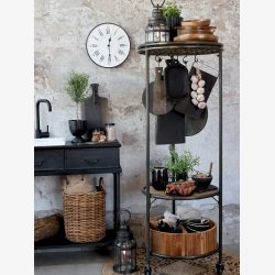 Chic Antique - Gulvtppe m/mnster : 110cm. Jute Natur/ Sort 