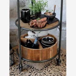 Chic Antique - Gulvtppe m/mnster : 110cm. Jute Natur/ Sort 