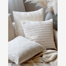 Chic Antique - Aix pudebetrk m/striber 45 x 45 cm. Creme Bomuld