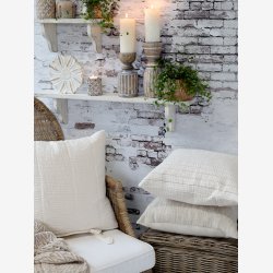 Chic Antique - Aix pudebetrk m/striber 45 x 45 cm. Creme Bomuld