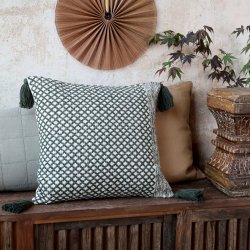 Chic Antique - Pudebetrk m/kvaster 50 x 50 cm. Genanvendt Bomuld Oliven Grn