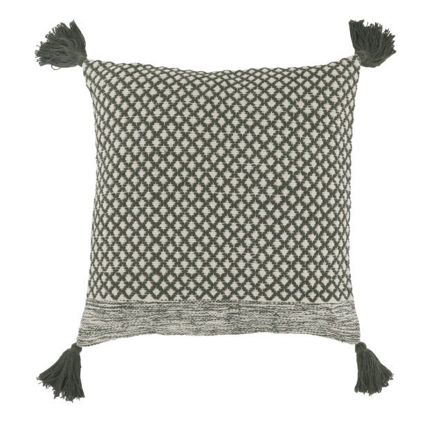 Chic Antique - Pudebetrk m/kvaster 50 x 50 cm. Genanvendt Bomuld Oliven Grn