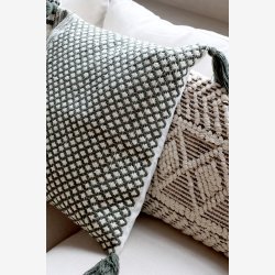 Chic Antique - Pudebetrk m/kvaster 50 x 50 cm. Genanvendt Bomuld Oliven Grn