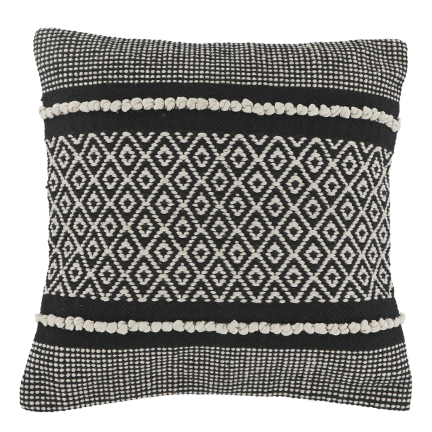 Chic Antique - Pudebetrk m/mnster 50 x 50 cm. Genanvendt Bomuld Sort