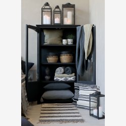 Chic Antique - Pudebetrk m/mnster 50 x 50 cm. Genanvendt Bomuld Sort