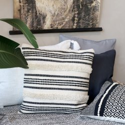 Chic Antique - Pudebetrk m/mnster 50 x 50 cm. Genanvendt Bomuld Sort