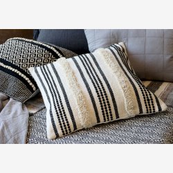 Chic Antique - Pudebetrk m/mnster 50 x 50 cm. Genanvendt Bomuld Sort