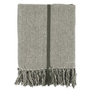 Chic Antique -Aix Plaid af overskudsgarn Olivengrn 150x130cm.