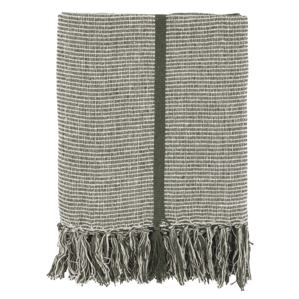 Chic Antique -Aix Plaid af overskudsgarn Olivengrn 150x130cm.