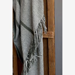 Chic Antique -Aix Plaid af overskudsgarn Olivengrn 150x130cm.