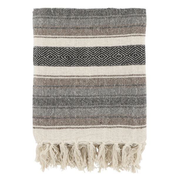 Chic Antique -Aix Plaid af overskudsgarn Mocca og Sort 150x130cm.