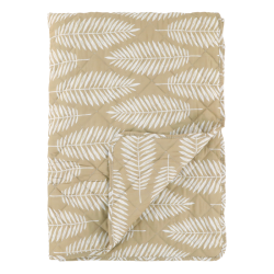 Chic Antique - Aix Quilt m. tropisk bladmnster L180/B130cm beige og hvid