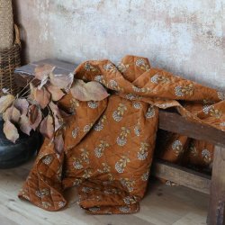 Chic Antique - Aix Quilt m. blomstermnster L180/B130cm terracotta