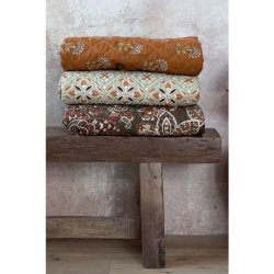 Chic Antique - Aix Quilt m. blomstermnster L180/B130cm terracotta