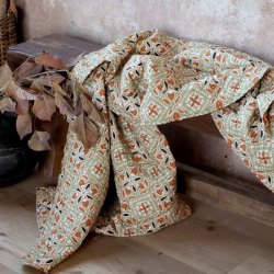 Chic Antique - Aix Quilt m. batikmnster L180/B130cm verte og terracotta