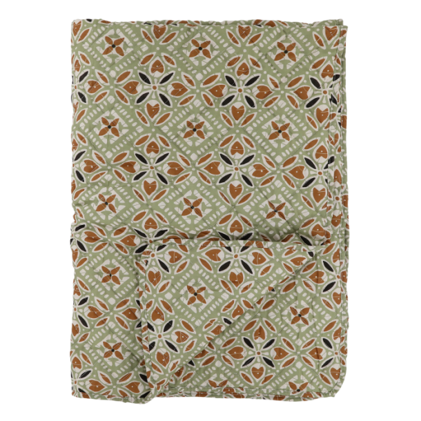 Chic Antique - Aix Quilt m. batikmnster L180/B130cm verte og terracotta