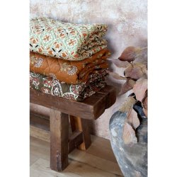 Chic Antique - Aix Quilt m. batikmnster L180/B130cm verte og terracotta