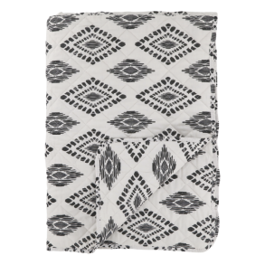 Chic Antique - Aix Quilt m. etnisk mnster L180/B130cm hvid og sort