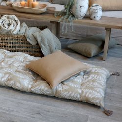 Chic Antique - Aix Madras m. tropisk bladmnster L180/B70cm, beige og hvid