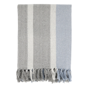 Chic Antique -Aix Plaid af overskudsgarn Fransk gr og Lysebl 150x130cm.