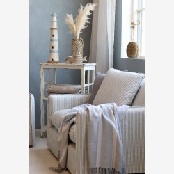 Chic Antique -Aix Plaid af overskudsgarn Fransk gr og Lysebl 150x130cm.