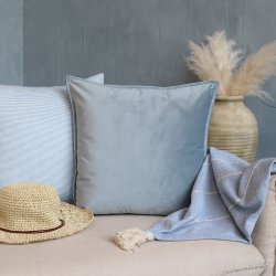 Chic Antique - Aix Pudebetrk i Velour, Sky Blue 50 x 50 cm.