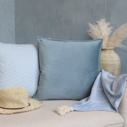 Chic Antique - Aix Pudebetrk Velour Ocean Blue 50 x 50 cm. 