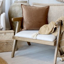 Chic Antique - Aix Pudebetrk i Velour, Nougat Brun 50 x 50 cm.