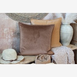 Chic Antique - Aix Pudebetrk i Velour, Nougat Brun 50 x 50 cm.