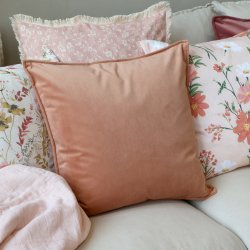 Chic Antique - Aix Pudebetrk i Velour, Mandarin, 50 x 50 cm.