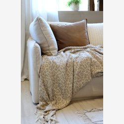 Chic Antique - Aix Plaid af overskudsgarn Leopard mnstret 150 x 130 cm. 