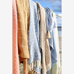 Chic Antique -Aix Plaid af overskudsgarn Havbl 150x130cm.