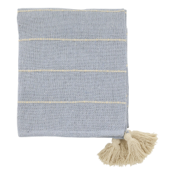 Chic Antique - Aix Plaid af overskudsgarn m/kvaster Lysebl 150 x 130 cm.