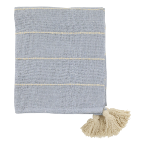 Chic Antique - Aix Plaid af overskudsgarn m/kvaster Lysebl 150 x 130 cm.