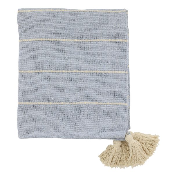 Chic Antique - Aix Plaid af overskudsgarn m/kvaster Lysebl 150 x 130 cm.