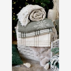 Chic Antique - Aix Paid af overskudsgarn m. tern, L150/B130 cm Oliven