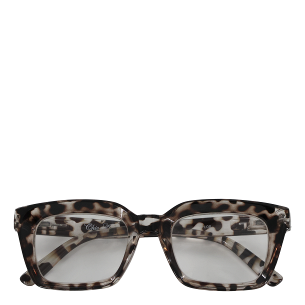 Chic Antique - L�sebriller Leopardm�nster Gr�/sort Inklusive etui