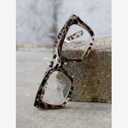 Chic Antique - L�sebriller Leopardm�nster Gr�/sort Inklusive etui