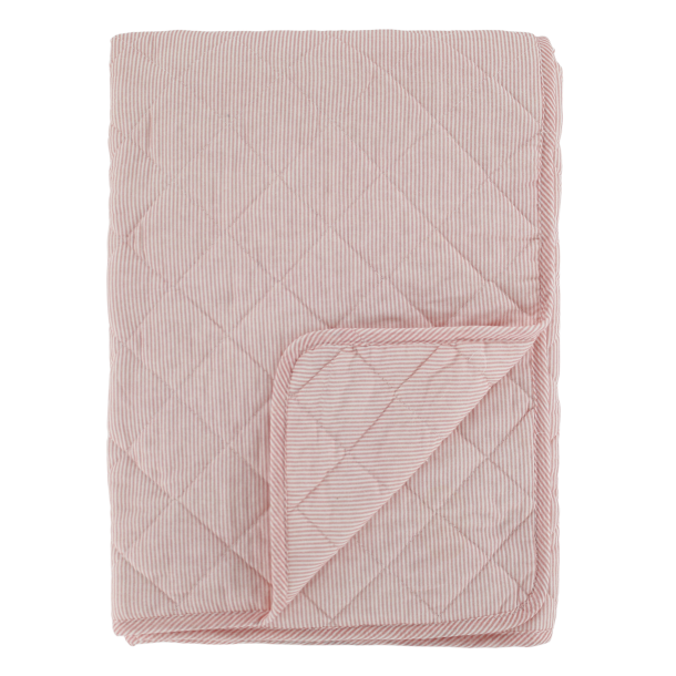 Chic Antique - Aix Quilt m. m�lkedrengestriber Rosa/hvid L180xB130 cm.
