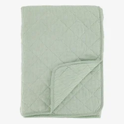 Chic Antique - Aix Quilt m. m�lkedrengestriber Gr�n/hvid L180xB130 cm.