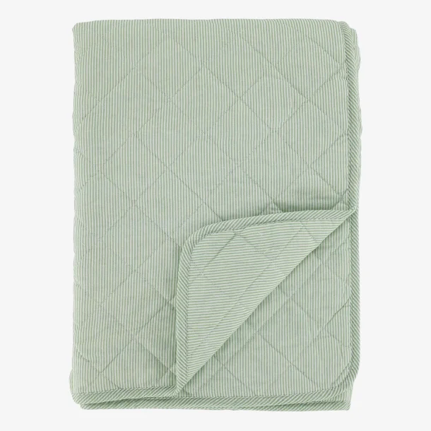 Chic Antique - Aix Quilt m. m�lkedrengestriber Gr�n/hvid L180xB130 cm.