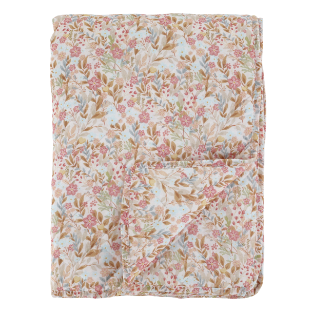 Chic Antique - Aix Quilt m. blomster Rosa/himmelbl� L180xB130 cm.