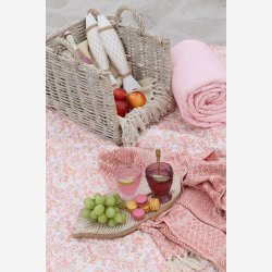 Chic Antique - Aix Quilt m. blomster Rosa/himmelbl� L180xB130 cm.