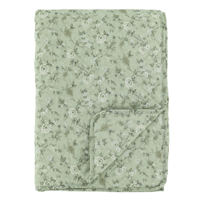 Chic Antique - Aix Quilt m. blomster Gr�n/creme L180xB130 cm.