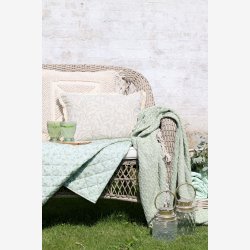 Chic Antique - Aix Quilt m. blomster Gr�n/creme L180xB130 cm.