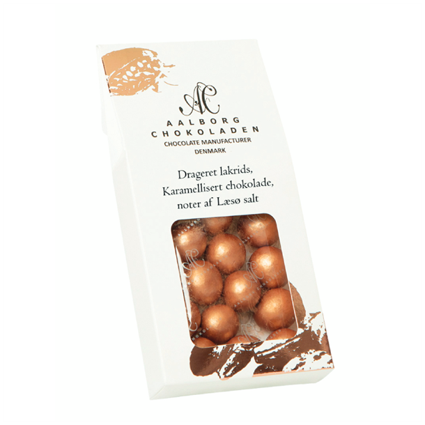 Aalborg Chokoladen - Lakrids/Karamel/Kobber trffel m/noter af Ls Salt 90 g.