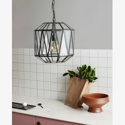 NORDAL - Loftlampe Glas/Metal Sort H: 43 �: 35 cm.